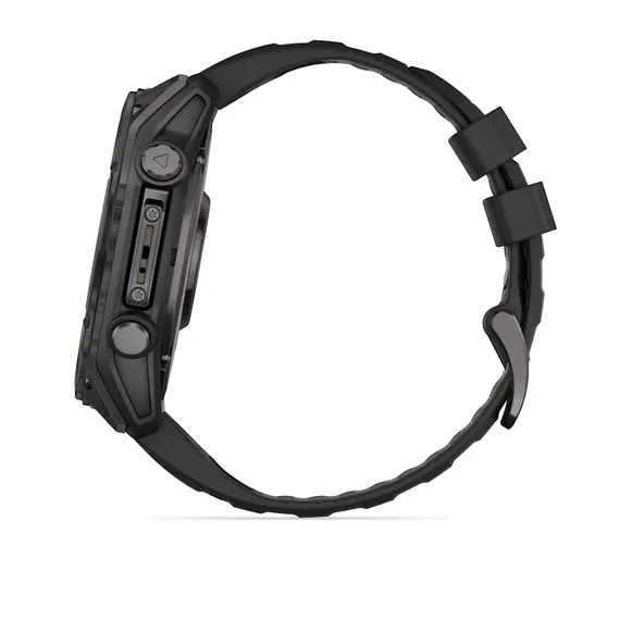Fenix 8 - 51 мм, AMOLED, Sapphire (угольно-серый DLC, пепельно-черный силиконовый ремешок)