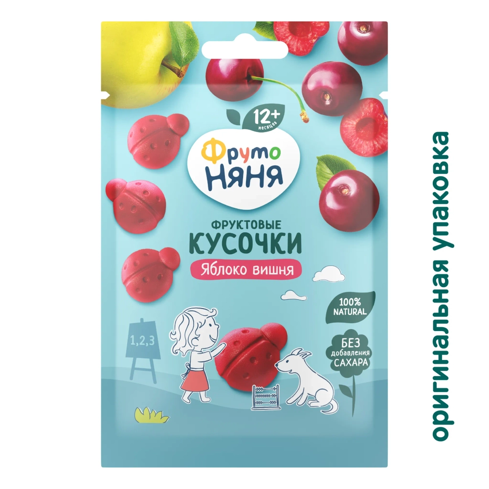 Фрутоняня Фруктовые кусочки яблоко-вишня 15 гр