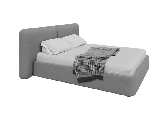 Кровать с подъемным механизмом Hub Soft 160 см (светло-серый, твид)