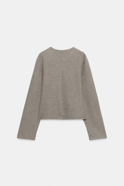 ZARA ПРИТАЛЕННАЯ КУРТКА ИЗ МЯГКОЙ ТКАНИ, СЕРО-КОРИЧНЕВЫЙ МЕЛАНЖ