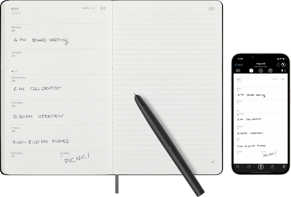 Еженедельник на 2025 год Moleskine Smart (SMDHB12WN3) 13x21см твердая обложка черный