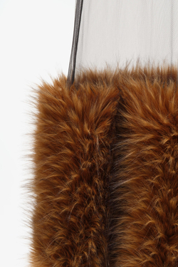 ZARA X JOHN GALLIANO ПЛАТЬЕ МИДИ ИЗ ПОЛУПРОЗРАЧНОЙ ТКАНИ С ИСКУССТВЕННЫМ МЕХОМ, КОРИЧНЕВЫЙ