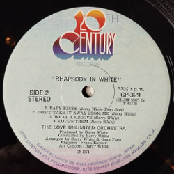 Винтажная виниловая пластинка LP Barry White Love Unlimited Orchestra Rhapsody In White (Japan 1974) (Obi) What A Groove
