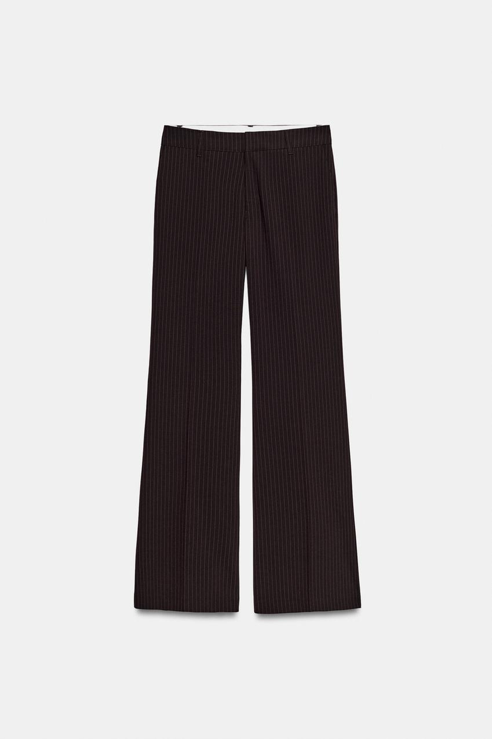 ZARA БРЮКИ ПРЯМОГО КРОЯ С НИЗКОЙ ПОСАДКОЙ, ТЕМНО-ГРАНАТОВЫЙ