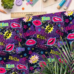 Ткань флис wow kiss pop art