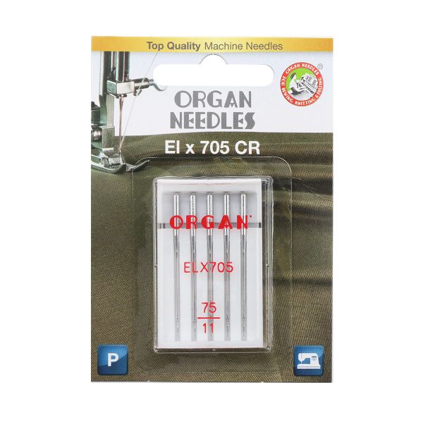 Иглы для швейных распошивальных машин ELx705 CR, №75, 5 игл, блистер, ORGAN