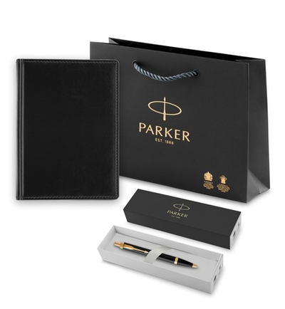 Подарочный набор: Ежедневник недатированный и Шариковая ручка Parker IM Metal, цвет: Black GT