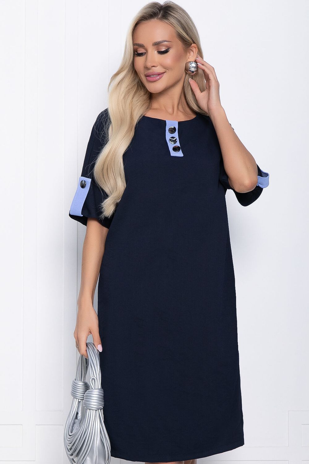 Платье Кайла люкс комбинированное (синее) П10873 LT Collection