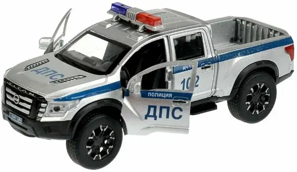 Модель  NISSAN TITAN ПОЛИЦИЯ 12,5 см, открываются двери, багажник, свет-звук