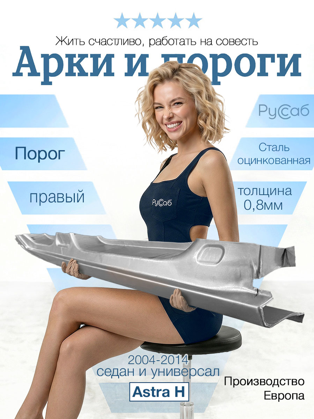 Порог правый Opel Astra H 2004-2014 седан (Polcar) универсал