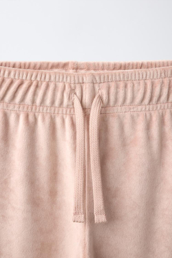 ZARA БРЮКИ WIDE LEG ИЗ ВЕЛЬВЕТА С КОНТРАСТНЫМИ ЛАМПАСАМИ, РОЗОВЫЙ