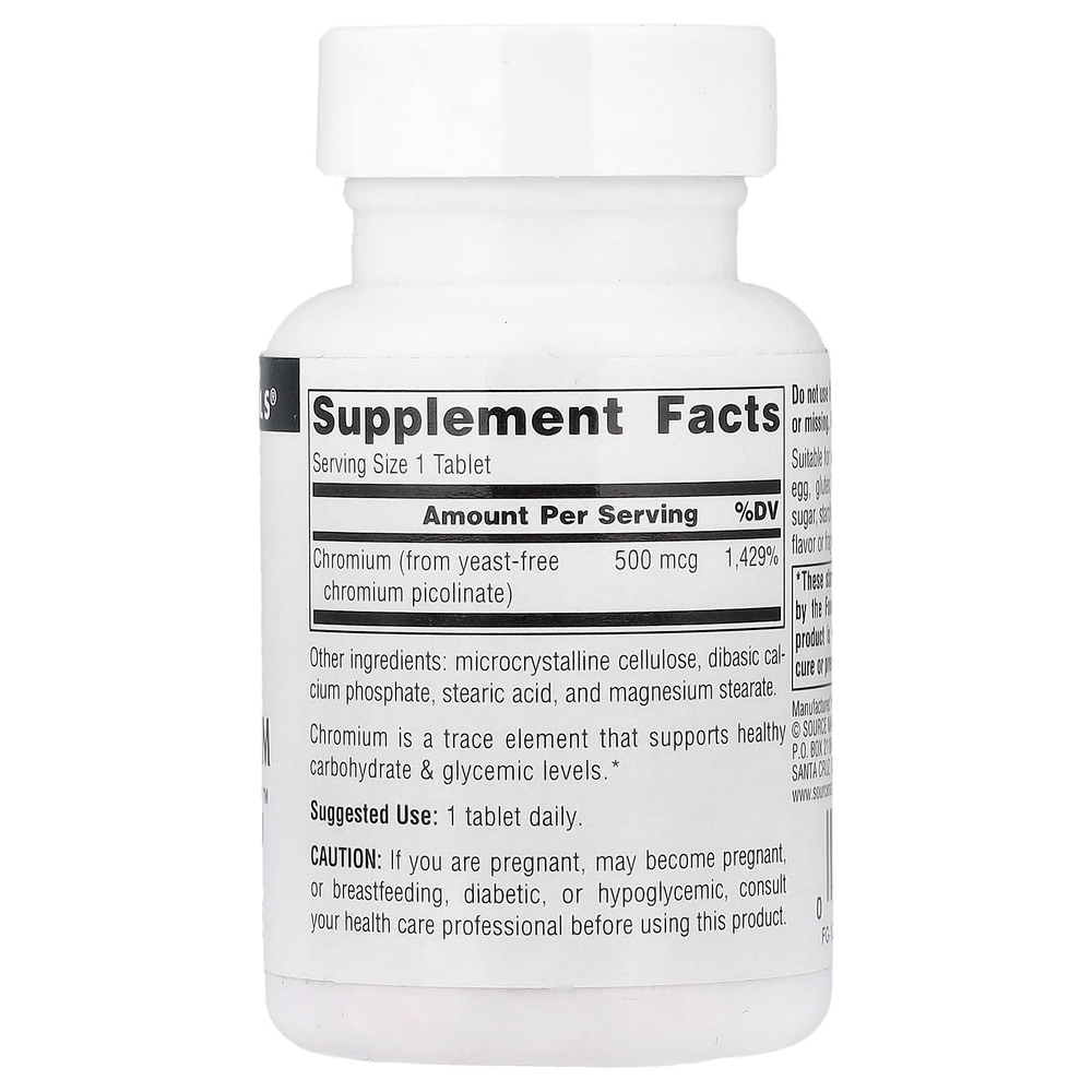 Source Naturals, Ultra Chromium Picolinate 500™, пиколинат хрома, 500 мкг, 120 таблеток