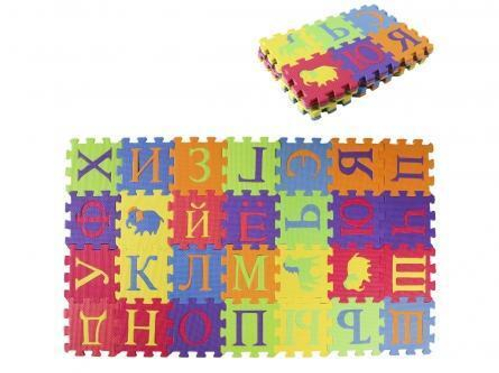 Коврик-пазл (детский) (15x15x0,8 см) Изучаем буквы (36 шт.) в слюде (AN03071)