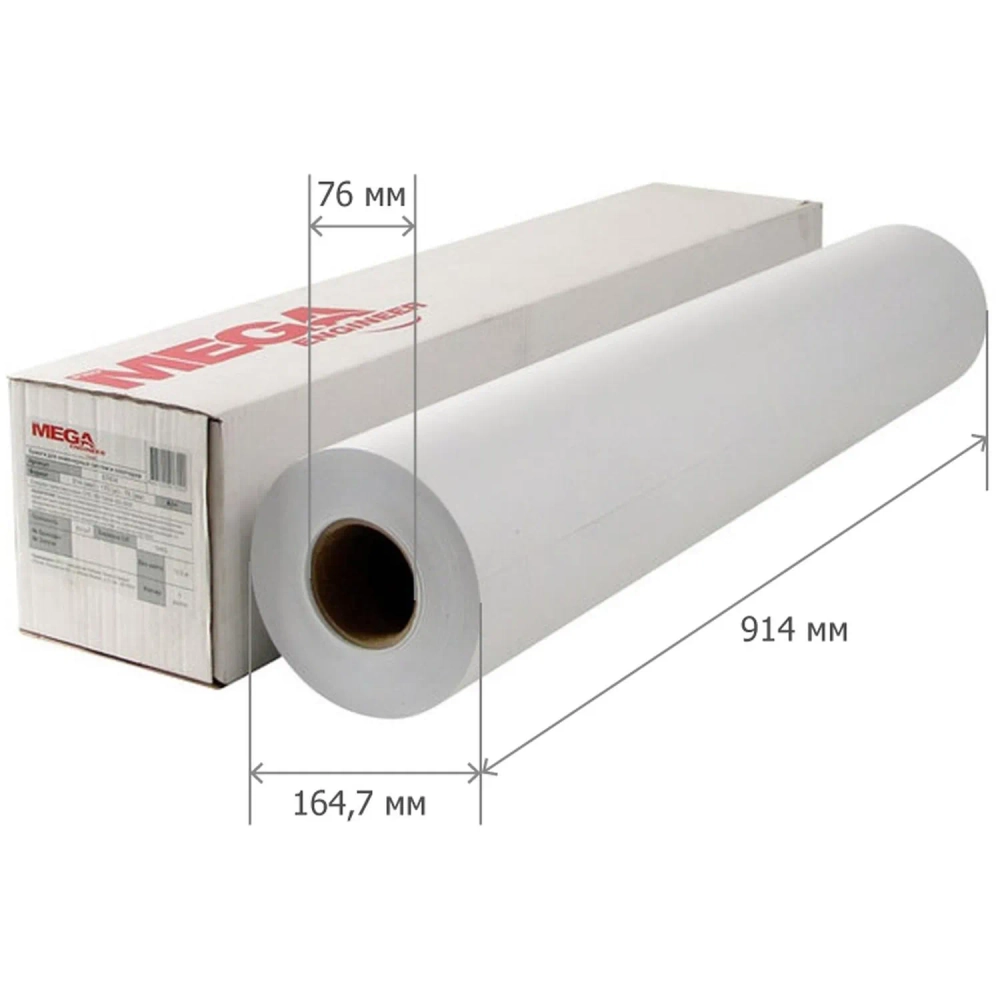 Бумага широкоформатная Комус (ProMega engineer InkJet) 70 г/кв.м, длина 175 м, ширина 914 мм, диаметр втулки 76 мм