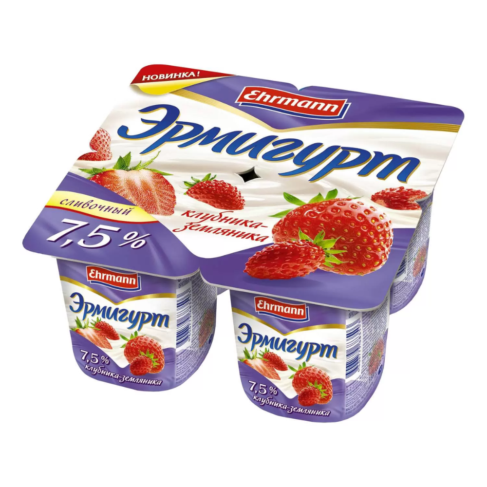 Йогурт Эрмигурт Клубника-земляника 7,5% 115 гр