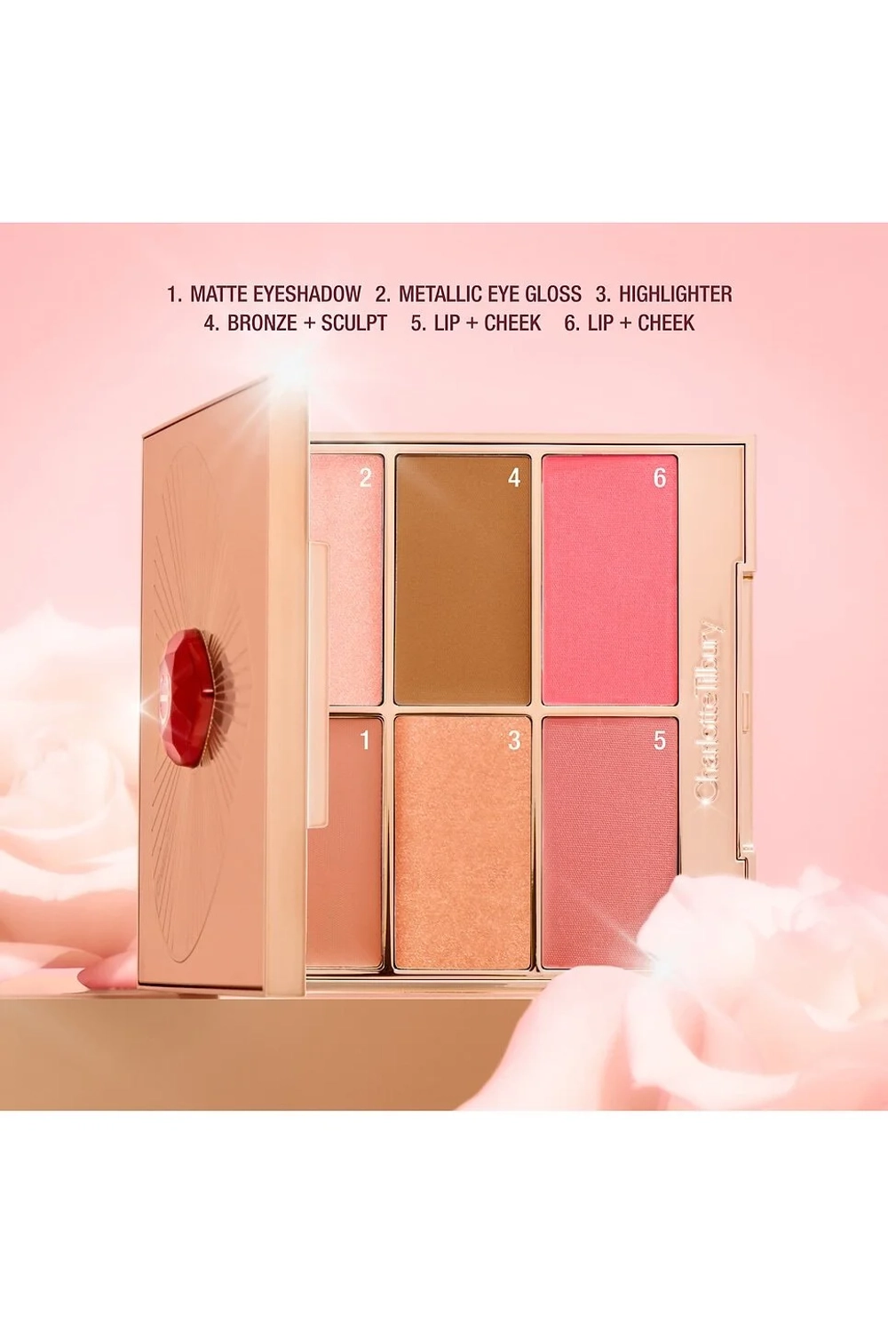 CHARLOTTE TILBURY Палетка для лица Love at First Swipe Multi-Glow Face Palette