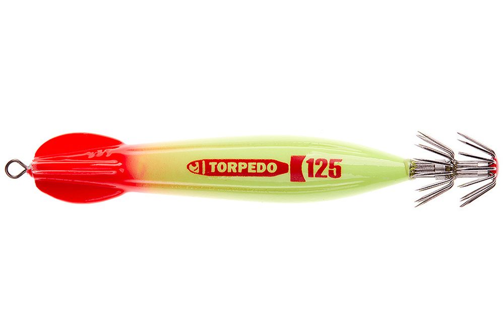 Кальмарница ASARI Torpedo 125гр #01 Red Head-Green Lumo