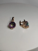 Серьги бижутерные с кварцем мистик