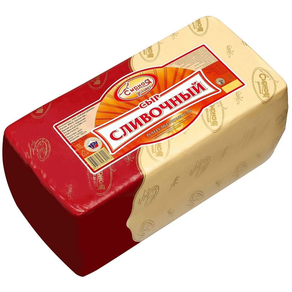 Сыр Сливочный Сырная Долина 50% брус вес