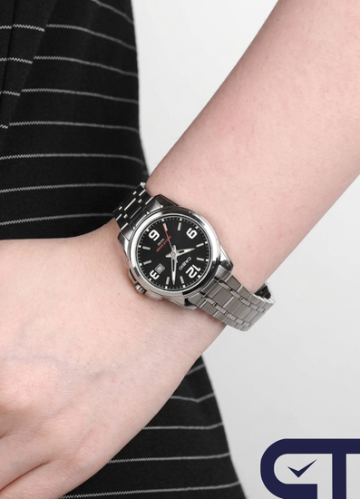 Casio LTP-1314D-1A — женские часы с чёрным циферблатом, датой и неоновым покрытием