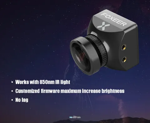 FPV камера Foxeer Mini Night Cat 3 1200TVL 0.00001Lux IR Sensitive+Light 850nm Night Vision HS1262 (работает только ночью)