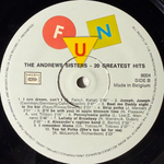 The Andrews Sisters ‎– 20 Greatest Hits (Бельгия)