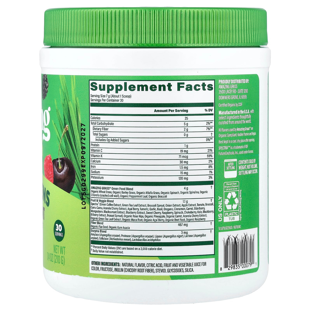 Amazing Grass, Антиоксидант Green Superfood, сладкая ягода, 210 г (7,4 унции)