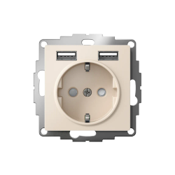 ATLASDESIGN РОЗЕТКА 16А c 2 USB A+A, 5В/2,4А, 2х5В/1,2А, механизм, БЕЖЕВЫЙ