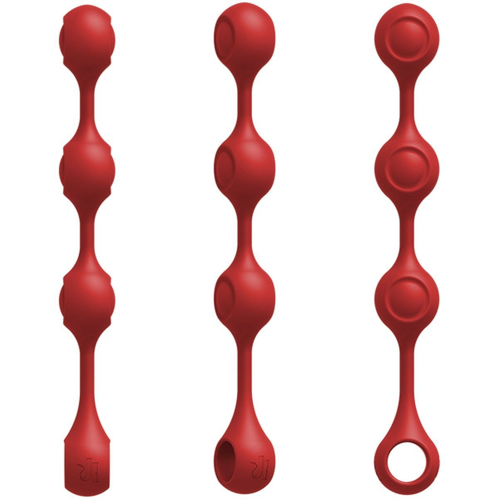 Красные утяжеленные анальные шарики Anal Essentials Weighted Silicone Anal Balls - 34,3 см. (Цвет: красный)