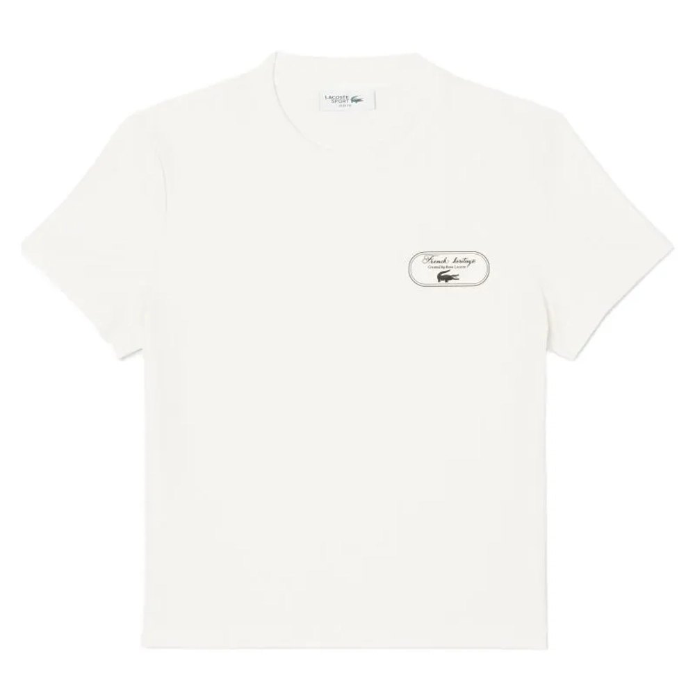 Женская теннисная футболка Lacoste Ultra Dry Tennis Heritage Badge - white