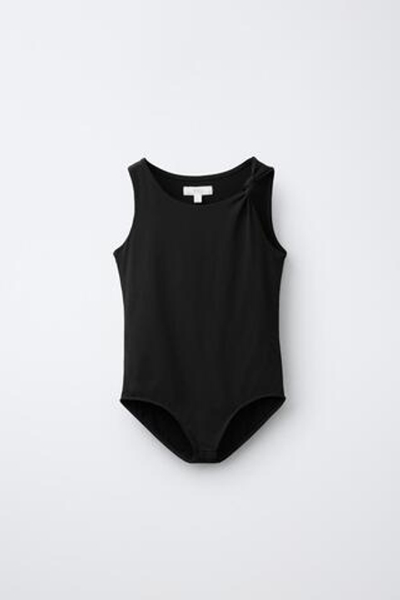 ZARA БОДИ ИЗ ПОЛИАМИДА С УЗЛОМ, ЧЕРНЫЙ