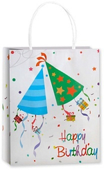 Пакет подарочный, Крафт, Happy Birthday, Дизайн №1, 33*25,5*12,5 см.