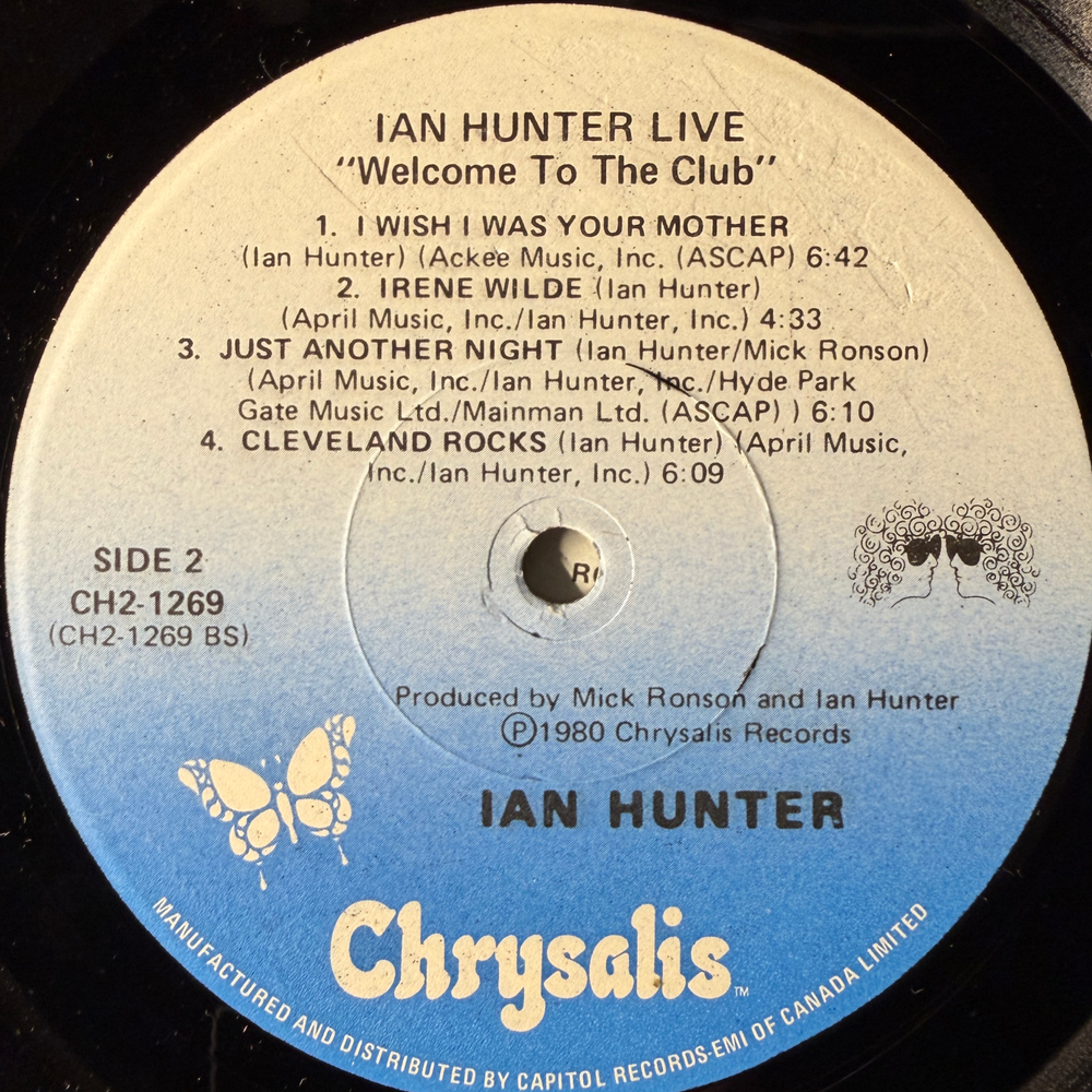 Ian Hunter ‎– Welcome To The Club - Live 2LP (Канада 1980г.)