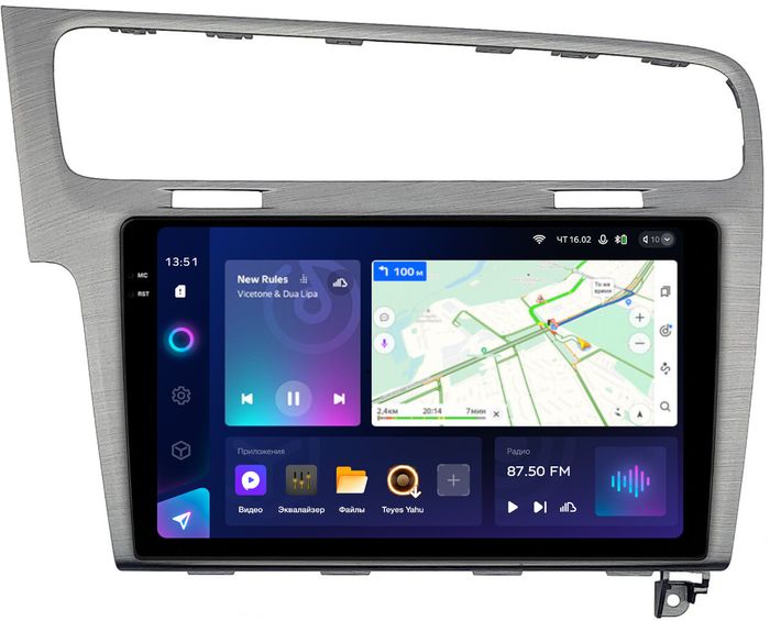 Магнитола для Volkswagen Golf 7 2012-2020 (рамка серебро) - Teyes CC3-2K монитор 10.36" 2K QLED на Android 10, Быстрая, CarPlay, 4G SIM-слот