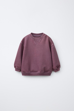 ZARA ОДНОТОННАЯ ТОЛСТОВКА ИЗ КРАШЕНОЙ ТКАНИ, СЛИВОВЫЙ