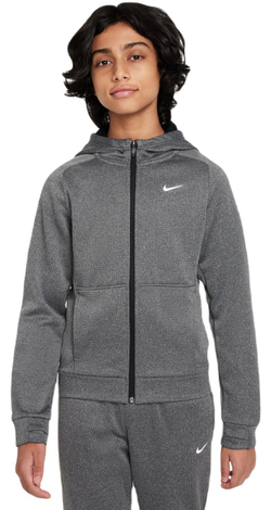 Кофта для мальчика теннисная Nike Therma-FIT Full-Zip Hoodie - черный
