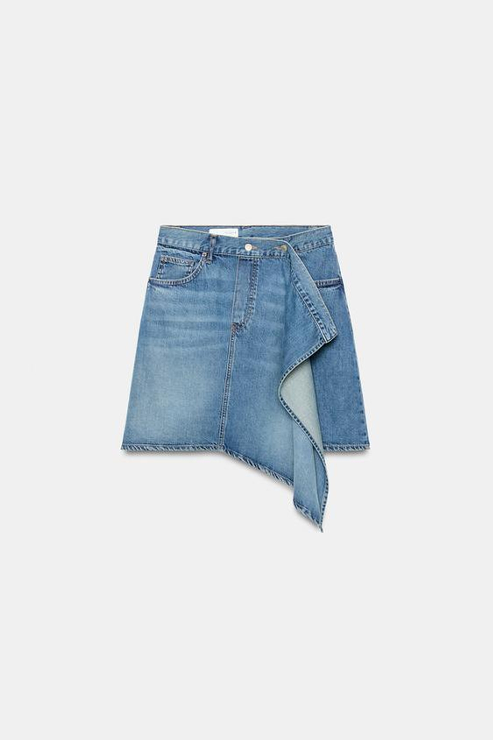 ZARA АСИММЕТРИЧНАЯ ДЖИНСОВАЯ ЮБКА TRF, СИНИЙ