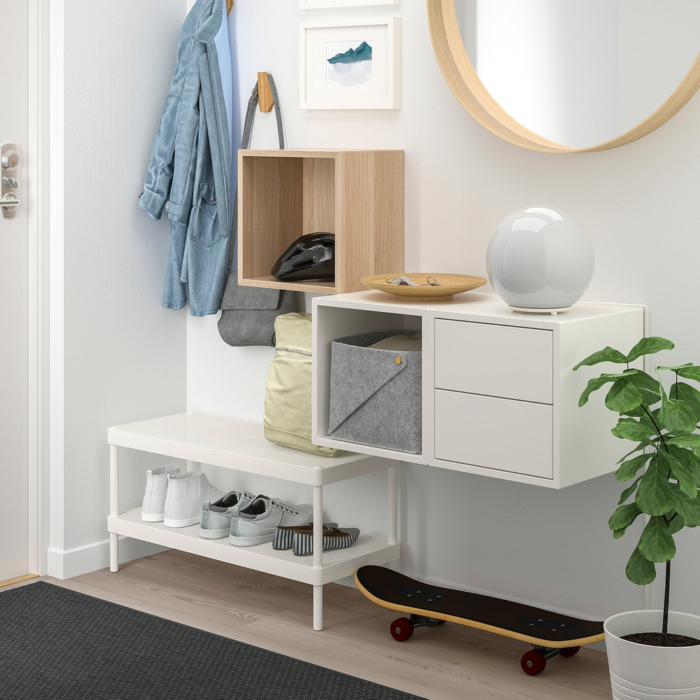 IKEA EKET  (ИКЕА ЕКЕТ)  -  Комбинация навесных шкафов - имитация дуба беленого/белый 105x35x70 см