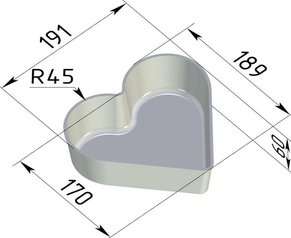 Форма для выпечки "Сердце" 191х189х60 мм