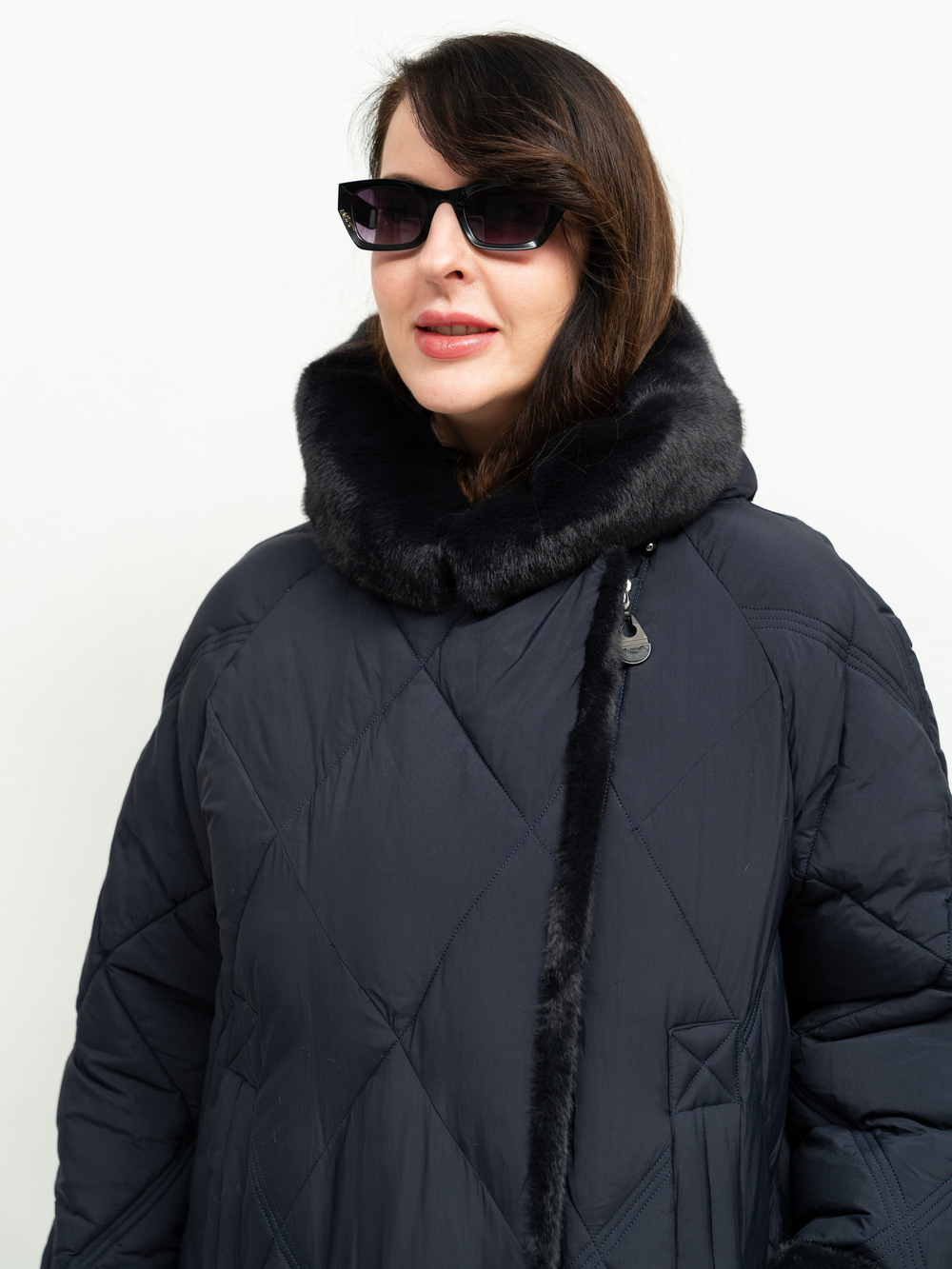 Пуховик зимний женский с капюшоном био-пух большие размеры стеганое длинный