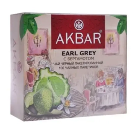 AKBAR EARL GREY чай черный с бергамотом 100 пак Х 2 г.