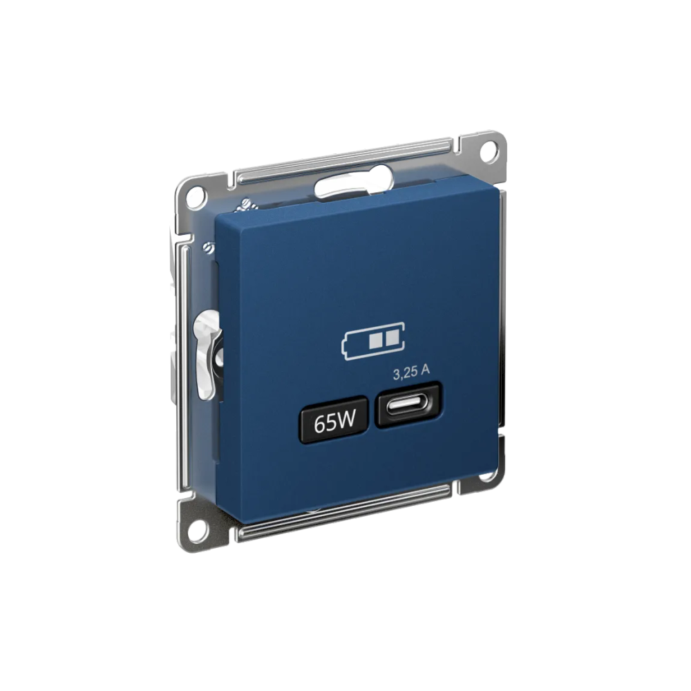 ATLASDESIGN USB РОЗЕТКА тип-C 65Вт высокоскор.заряд. QC, PD, механизм, АКВАМАРИН