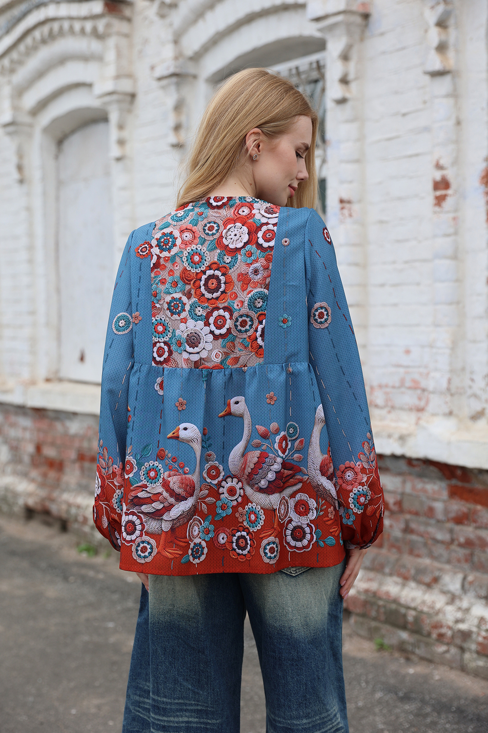 Blouse "Cloudberry. Geese"