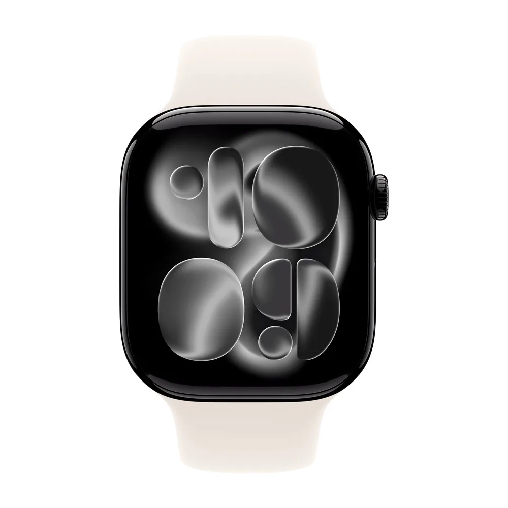 Умные часы Apple Watch Series 11 GPS, 46mm, Jet Black Aluminium Case with Starlight Sport Band, M/L