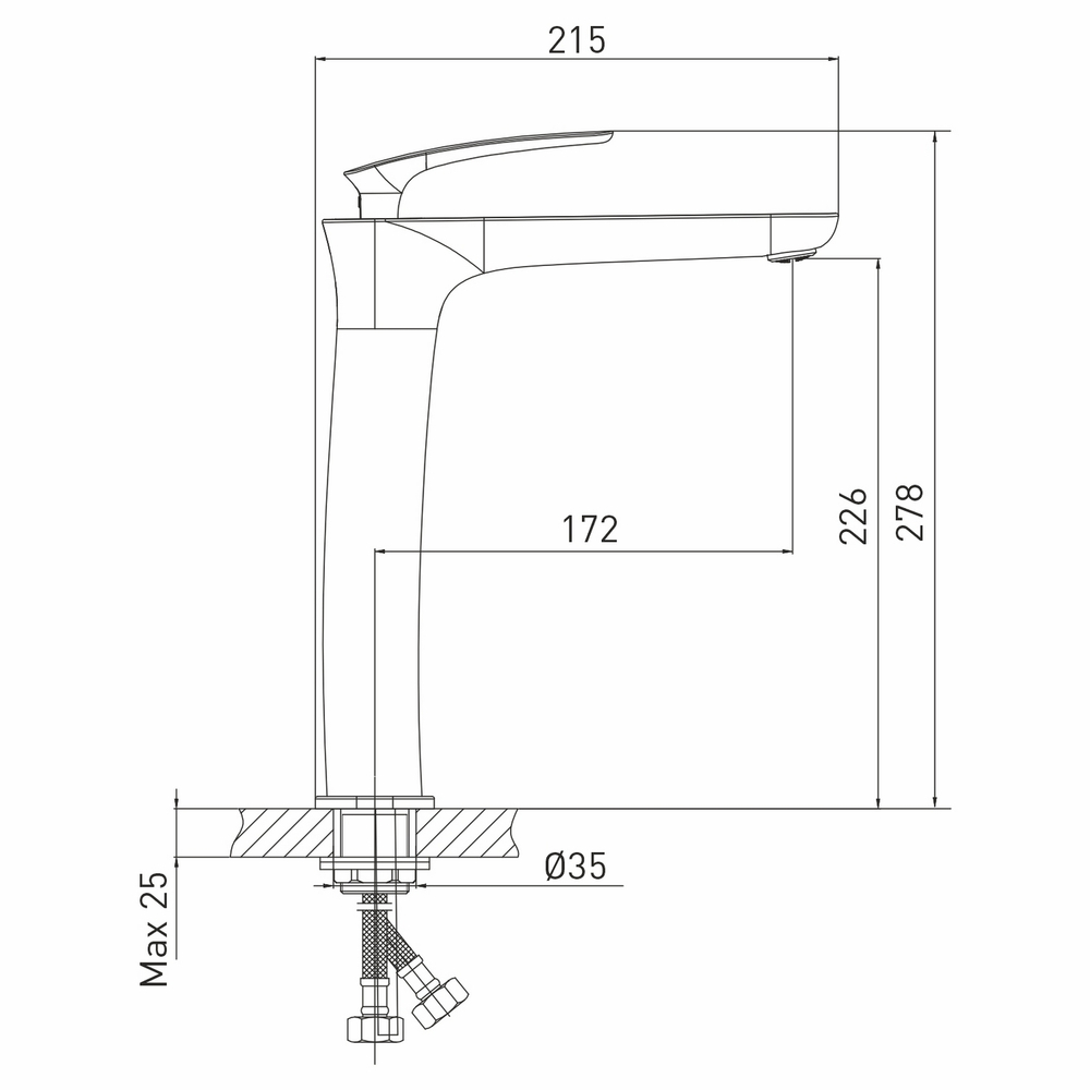Смеситель для раковины 26k MIXLINE МЛ21-042(ML21-042) "Элегия" высокий излив