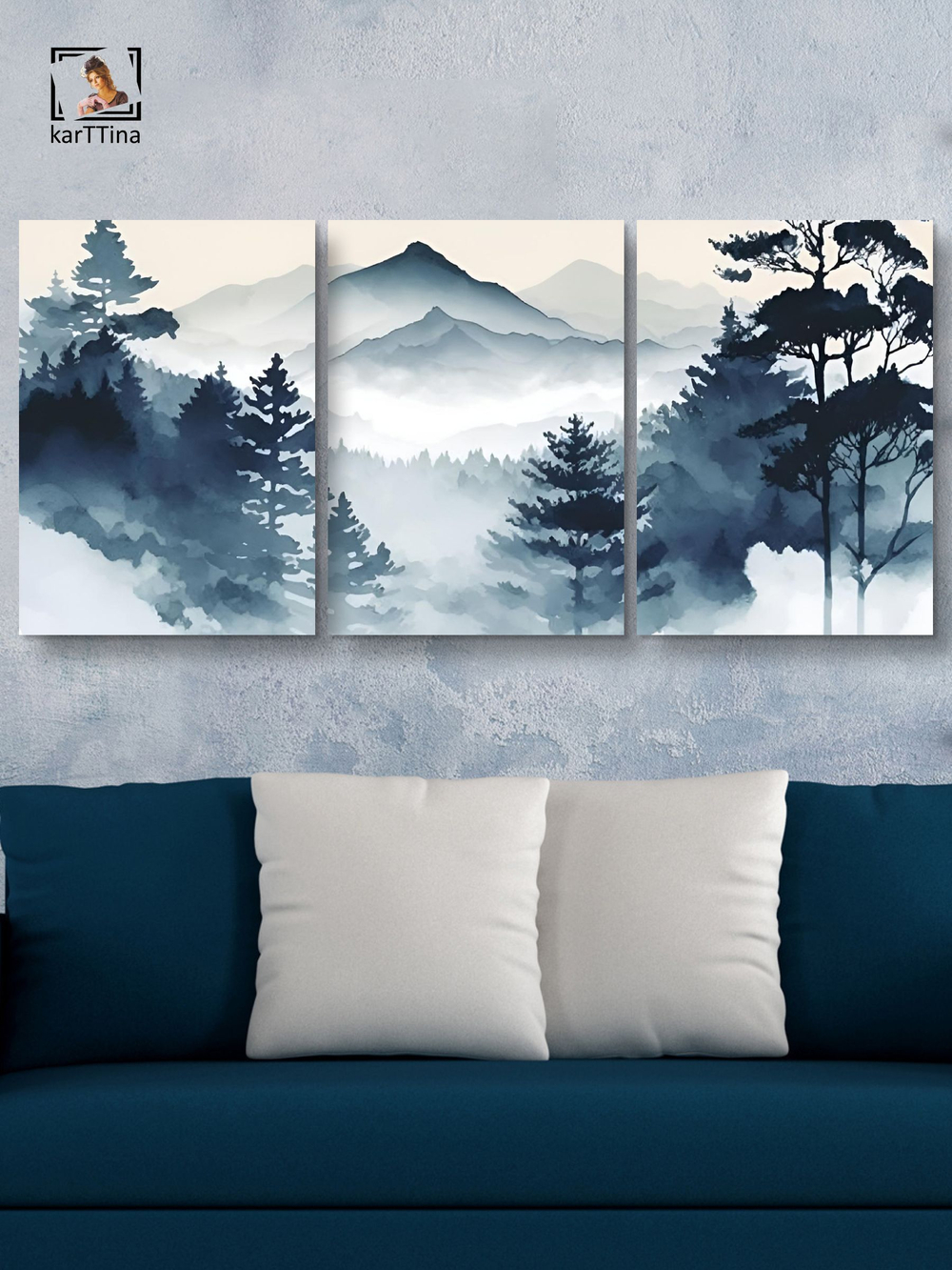 Картина Зимняя тундра модульная 50x70см 3шт.