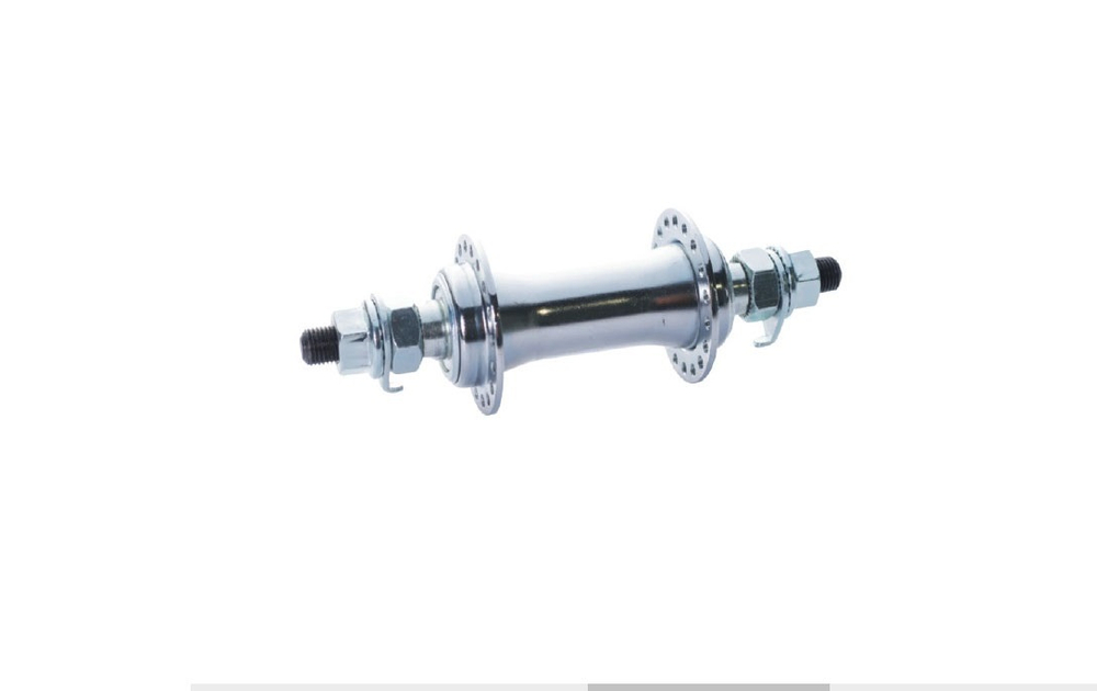 Втулка передняя сталь V-brake гайки 36 отверстий 10G под усиленную спицу,ось 3/8''х100x140мм, хромированная