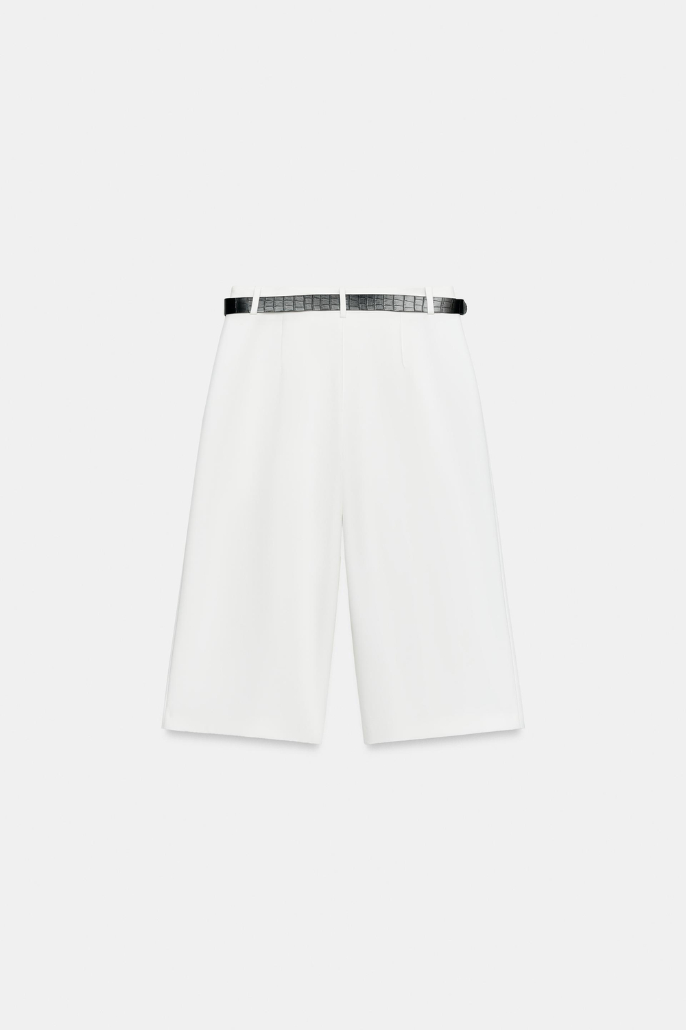 ZARA ДЛИННЫЕ ШОРТЫ С РЕМНЕМ, ЖЕЛТОВАТО-БЕЛЫЙ