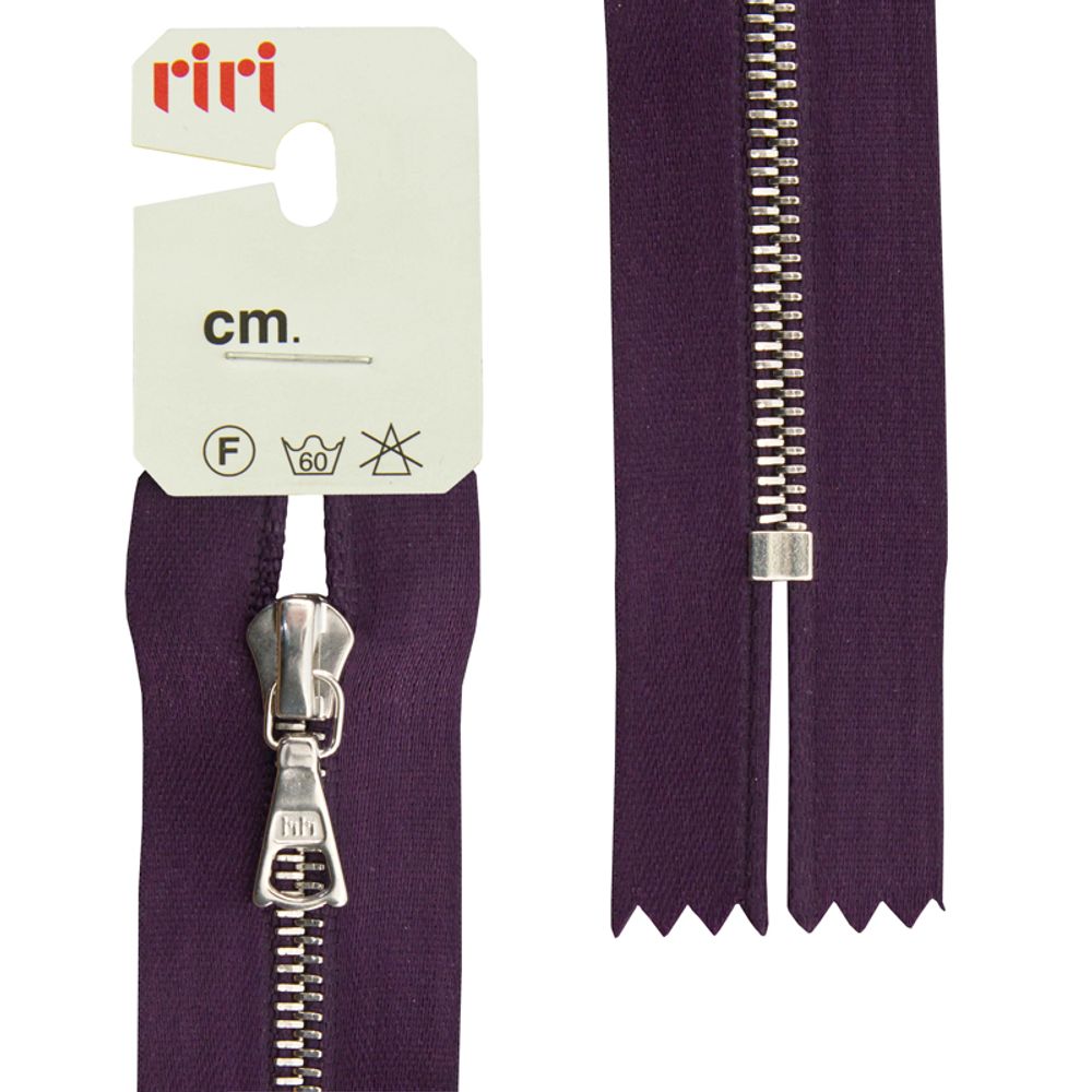 Молния металл RIRI Т4 (4 мм) 1 зам., н/раз., 18 см, Ni, атласная тесьма, цв.2510, т.фиолетовый, 1 шт Молния металл RIRI Т4 (4 мм) 1 зам., н/раз., 18 см, Ni, атласная тесьма, цв.2510, т.фиолетовый, 1 шт