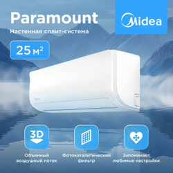 Настенная сплит-система Midea Paramount MSAG1-09HRN1-I/MSAG1-09HRN1-O, для помещений до 25 кв. м.